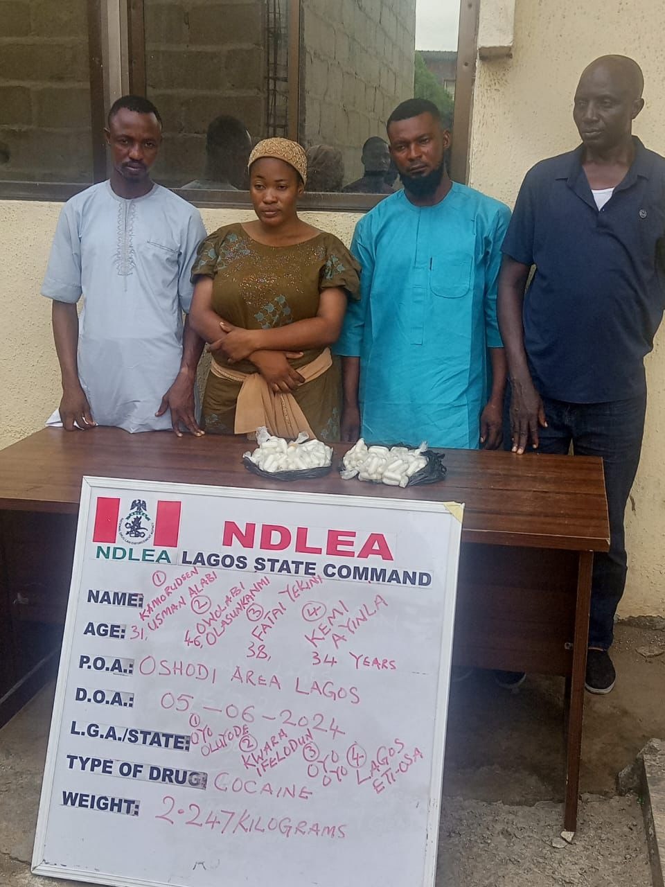 NDLEA Arrests 4 Intending Pilgrims with Cocaine Consignments in Lagos