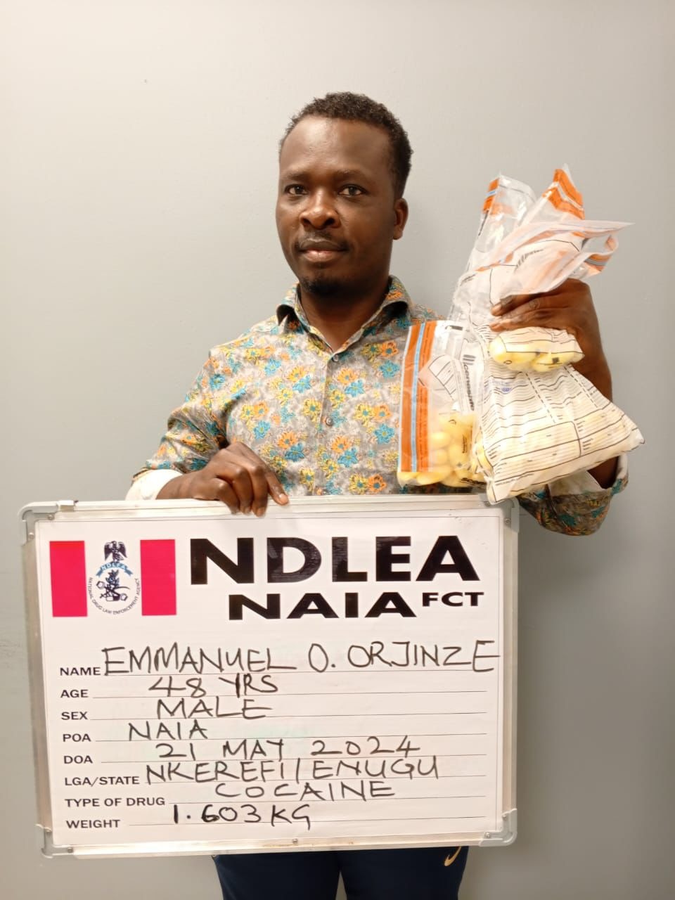 NDLEA Nabs Paris-bound Businessman For Ingesting 111 Wraps of Cocaine