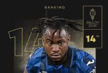 Nigeria’s Ademola Lookman Ranked 14th in 2024 Ballon d’Or