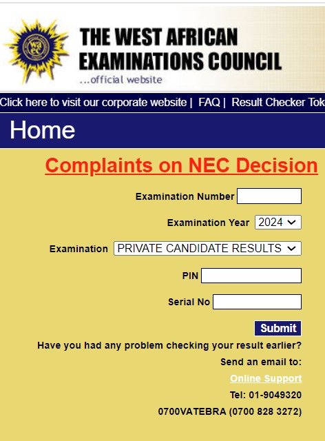 How to check 2024 WASSCE results for private candidates