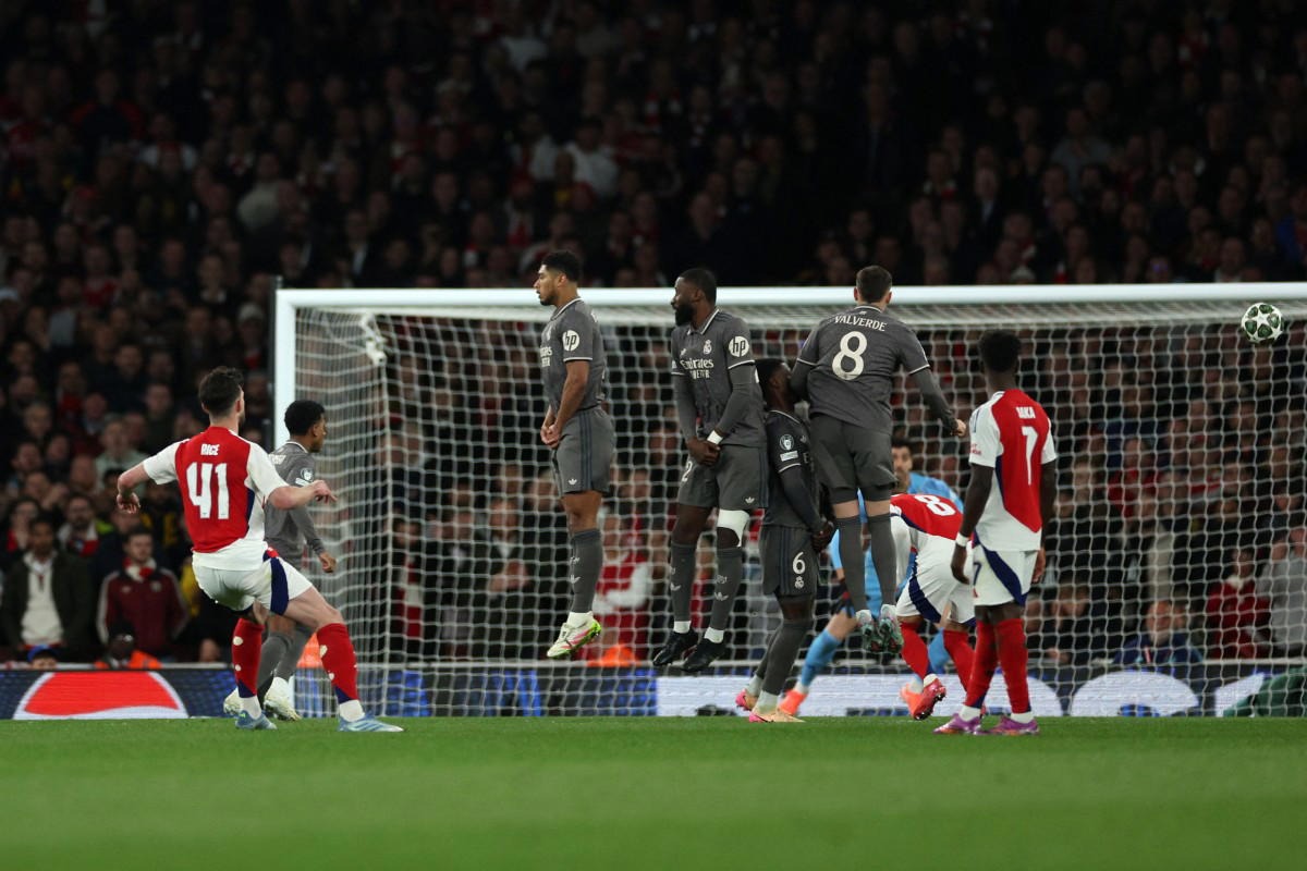 Champions League: Arsenal stun Real Madrid 3-0 as Rice delivers free-kick masterclass
